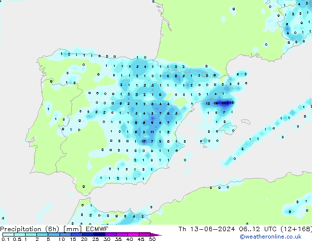 Z500/Rain (+SLP)/Z850 ECMWF Th 13.06.2024 12 UTC