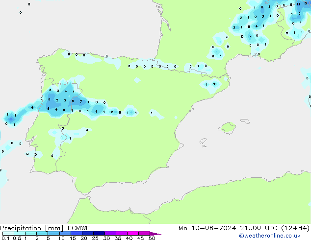 Precipitation ECMWF Mo 10.06.2024 00 UTC