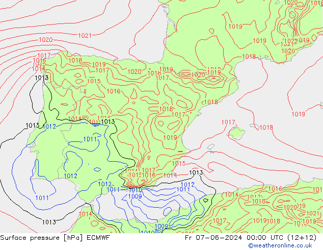 Surface pressure ECMWF Fr 07.06.2024 00 UTC