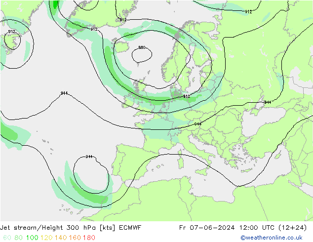 Straalstroom ECMWF vr 07.06.2024 12 UTC