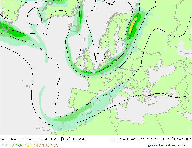 Polarjet ECMWF Di 11.06.2024 00 UTC