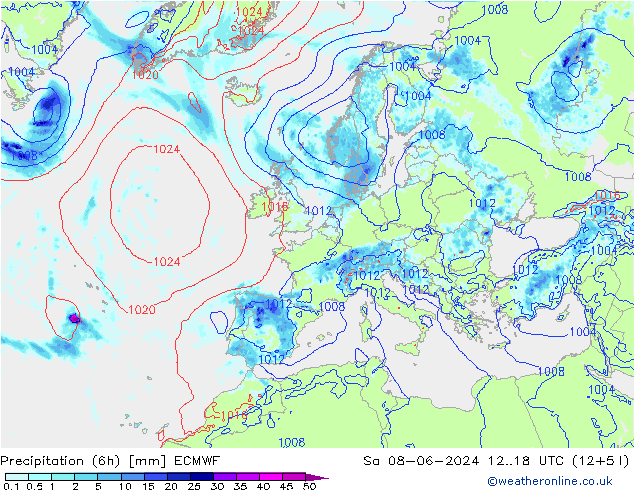 Z500/Yağmur (+YB)/Z850 ECMWF Cts 08.06.2024 18 UTC