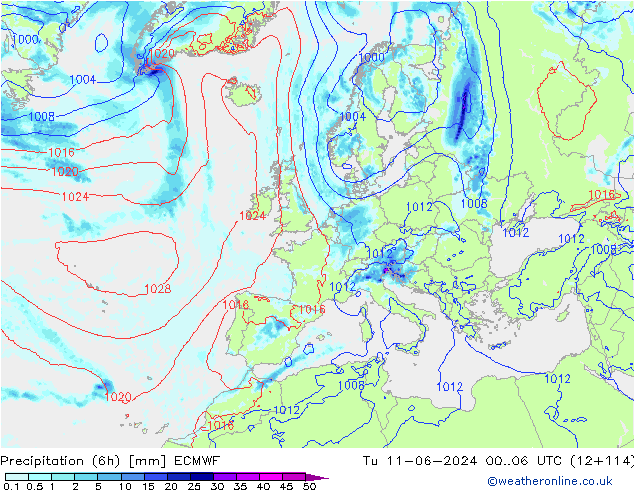 opad (6h) ECMWF wto. 11.06.2024 06 UTC