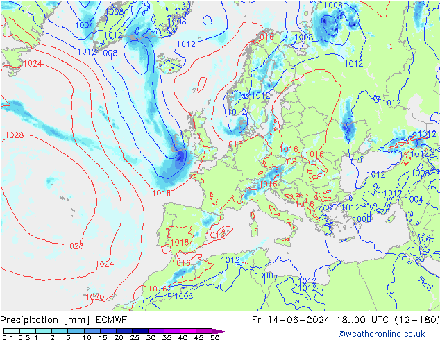 Précipitation ECMWF ven 14.06.2024 00 UTC