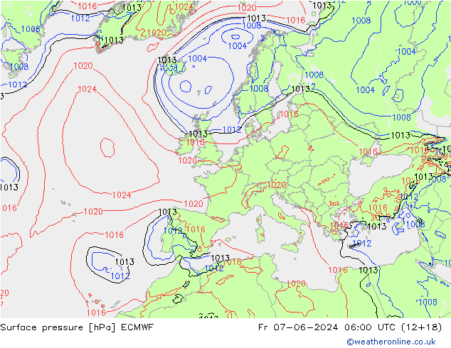 pression de l'air ECMWF ven 07.06.2024 06 UTC