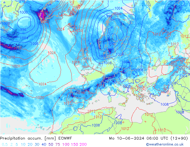 Precipitation accum. ECMWF  10.06.2024 06 UTC