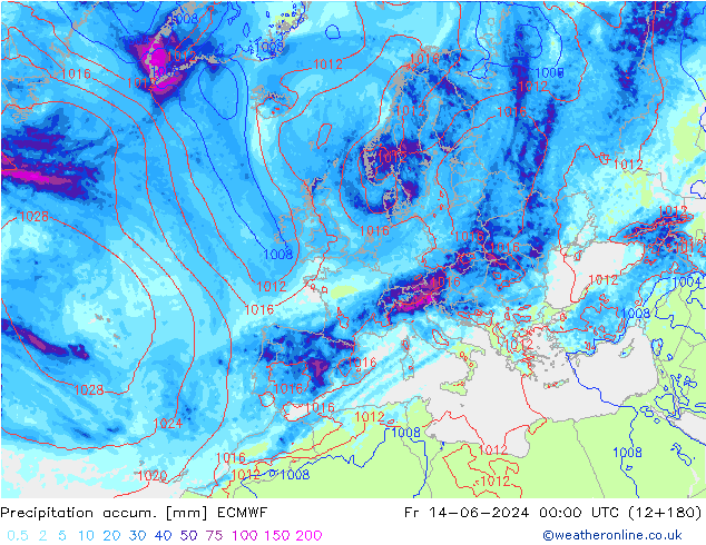 Nied. akkumuliert ECMWF Fr 14.06.2024 00 UTC