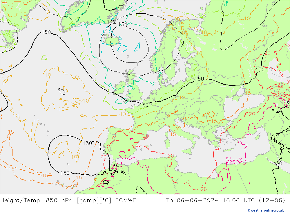 Z500/Rain (+SLP)/Z850 ECMWF Čt 06.06.2024 18 UTC