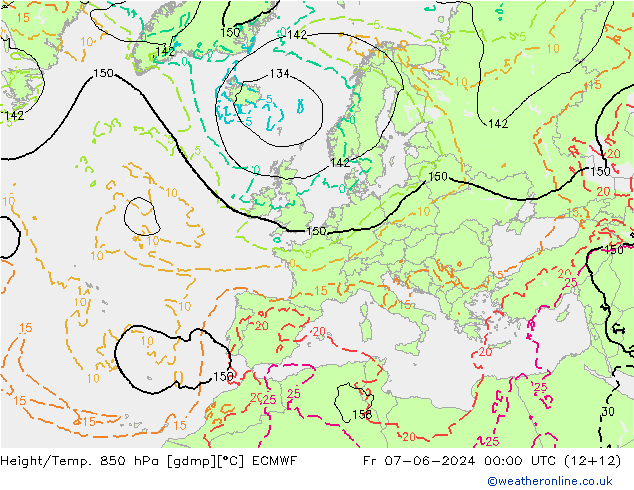 Z500/Rain (+SLP)/Z850 ECMWF  07.06.2024 00 UTC