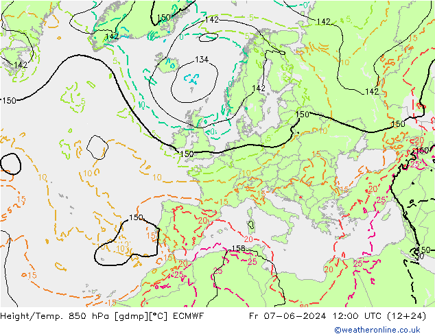 Z500/Yağmur (+YB)/Z850 ECMWF Cu 07.06.2024 12 UTC