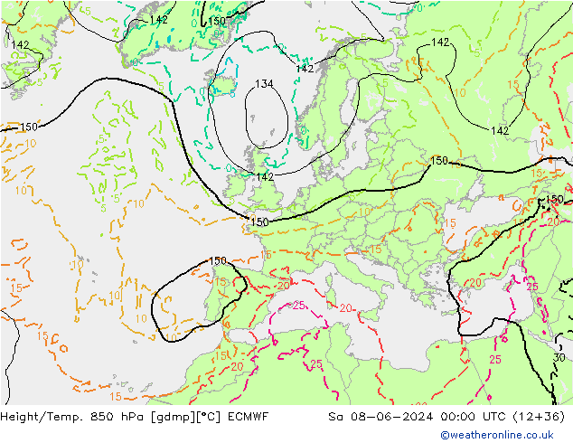 Z500/Rain (+SLP)/Z850 ECMWF Sáb 08.06.2024 00 UTC