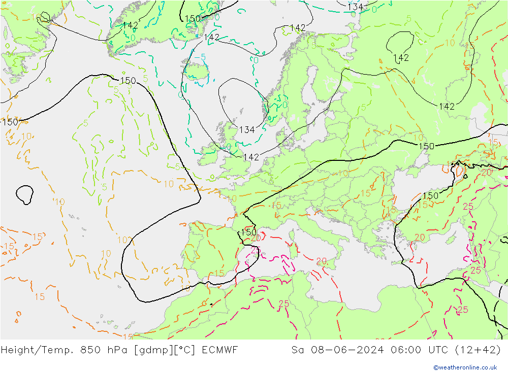 Z500/Rain (+SLP)/Z850 ECMWF Sa 08.06.2024 06 UTC