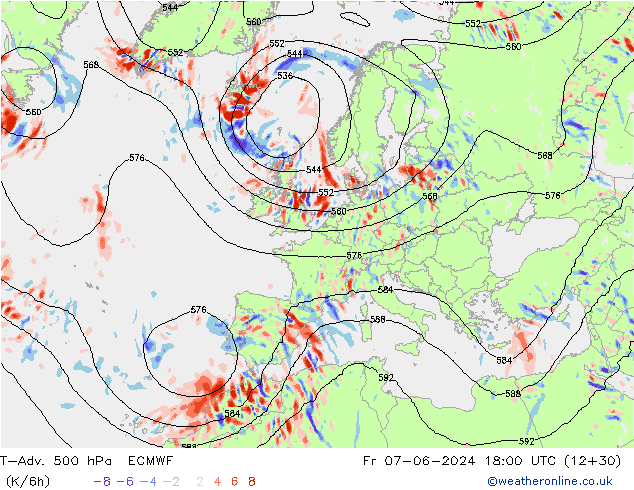 T-Adv. 500 hPa ECMWF  07.06.2024 18 UTC