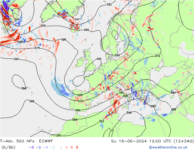 T-Adv. 500 hPa ECMWF dom 16.06.2024 12 UTC