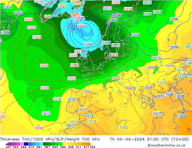 Dikte700-1000 hPa ECMWF do 06.06.2024 21 UTC