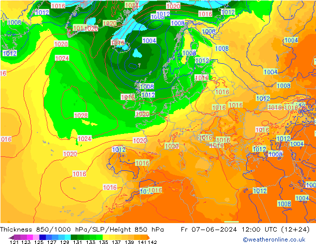 Thck 850-1000 hPa ECMWF Fr 07.06.2024 12 UTC