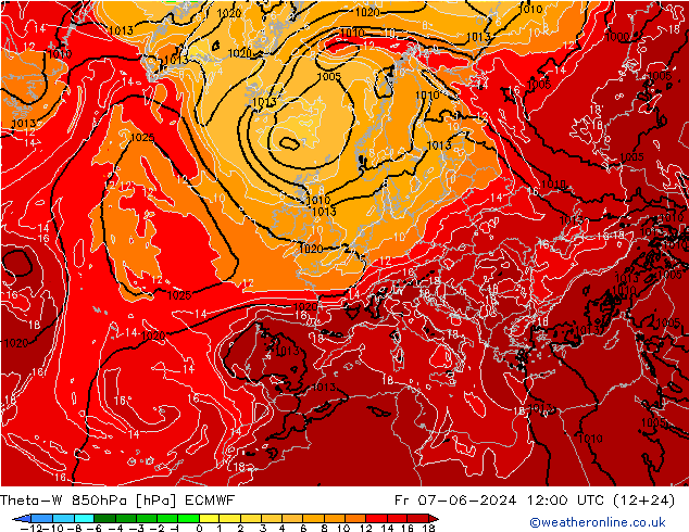 Theta-W 850hPa ECMWF ven 07.06.2024 12 UTC