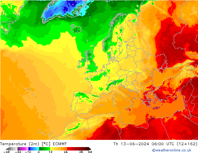 карта температуры ECMWF чт 13.06.2024 06 UTC
