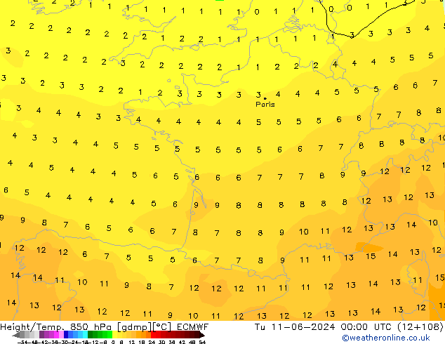 Z500/Rain (+SLP)/Z850 ECMWF Ter 11.06.2024 00 UTC