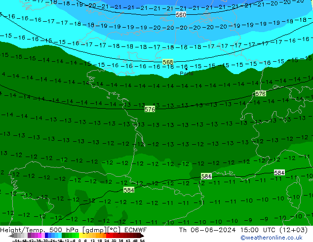 Height/Temp. 500 hPa ECMWF Do 06.06.2024 15 UTC