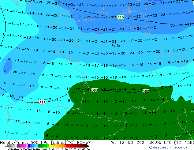 Z500/Rain (+SLP)/Z850 ECMWF śro. 12.06.2024 06 UTC