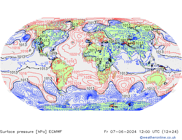 приземное давление ECMWF пт 07.06.2024 12 UTC