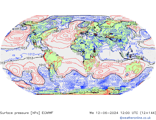 Pressione al suolo ECMWF mer 12.06.2024 12 UTC