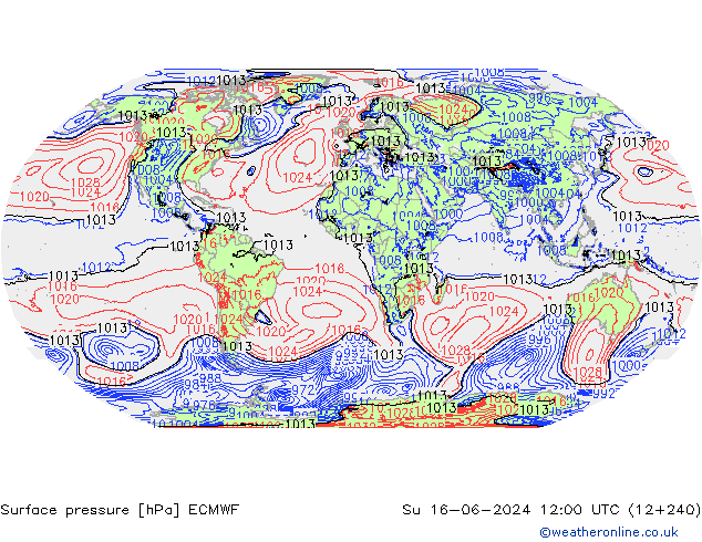 Bodendruck ECMWF So 16.06.2024 12 UTC