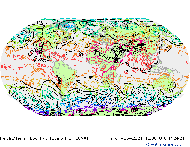 Z500/Rain (+SLP)/Z850 ECMWF Fr 07.06.2024 12 UTC