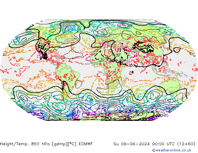 Z500/Rain (+SLP)/Z850 ECMWF dom 09.06.2024 00 UTC