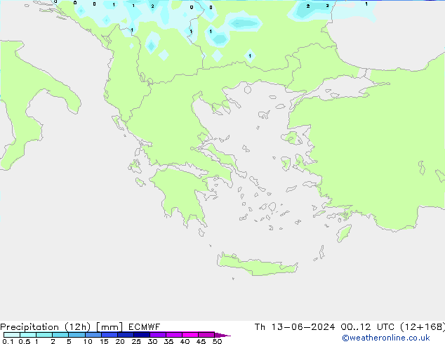Precipitación (12h) ECMWF jue 13.06.2024 12 UTC