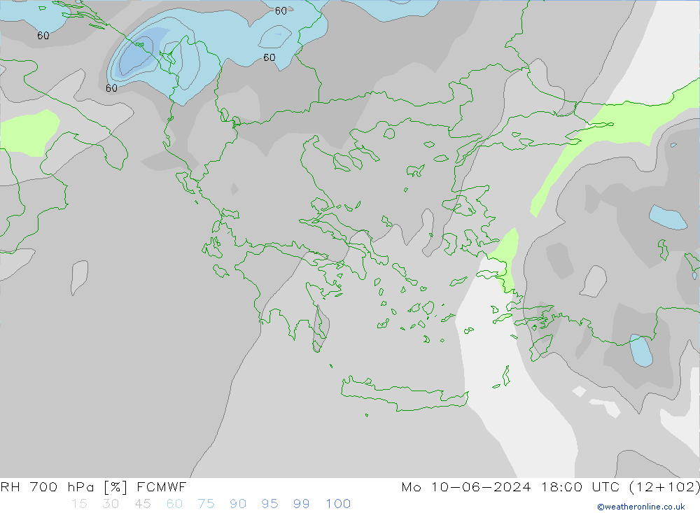 RH 700 hPa ECMWF  10.06.2024 18 UTC