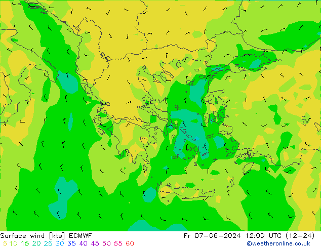 Surface wind ECMWF Fr 07.06.2024 12 UTC