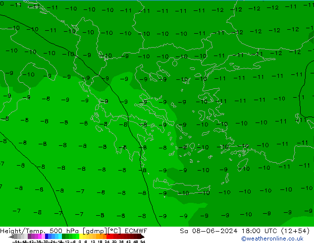 Z500/Rain (+SLP)/Z850 ECMWF сб 08.06.2024 18 UTC