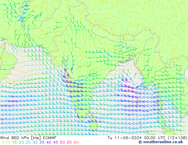 Vent 850 hPa ECMWF mar 11.06.2024 00 UTC