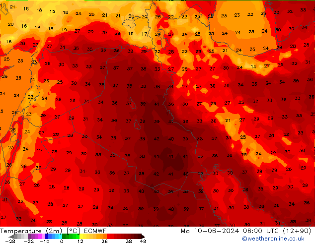 Temperatura (2m) ECMWF lun 10.06.2024 06 UTC