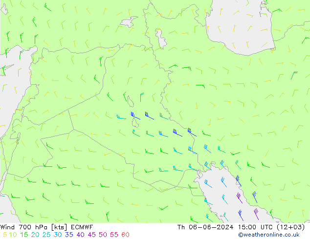 Vent 700 hPa ECMWF jeu 06.06.2024 15 UTC