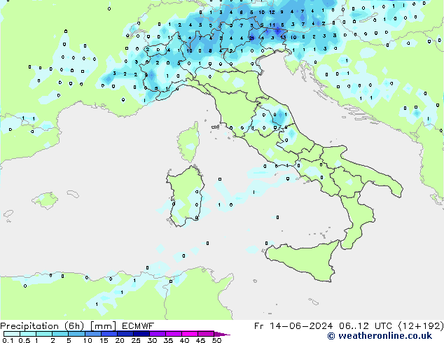 Z500/Rain (+SLP)/Z850 ECMWF пт 14.06.2024 12 UTC