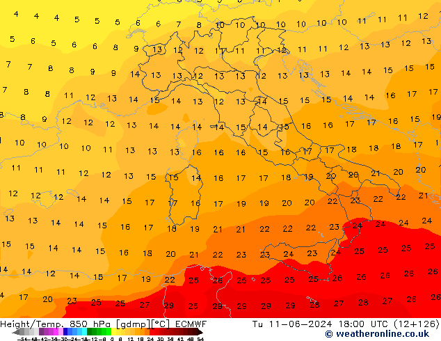 Z500/Rain (+SLP)/Z850 ECMWF вт 11.06.2024 18 UTC