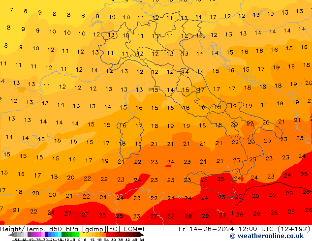 Z500/Rain (+SLP)/Z850 ECMWF пт 14.06.2024 12 UTC