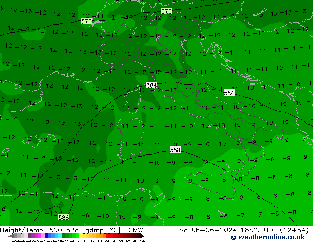 Z500/Rain (+SLP)/Z850 ECMWF sam 08.06.2024 18 UTC