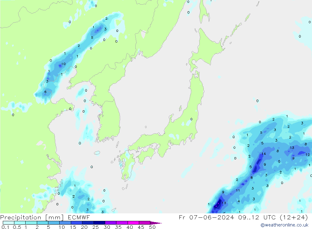 Precipitation ECMWF Fr 07.06.2024 12 UTC