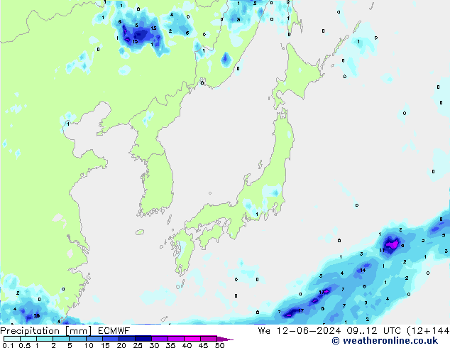 Precipitazione ECMWF mer 12.06.2024 12 UTC