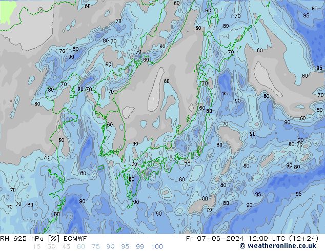 RH 925 hPa ECMWF  07.06.2024 12 UTC