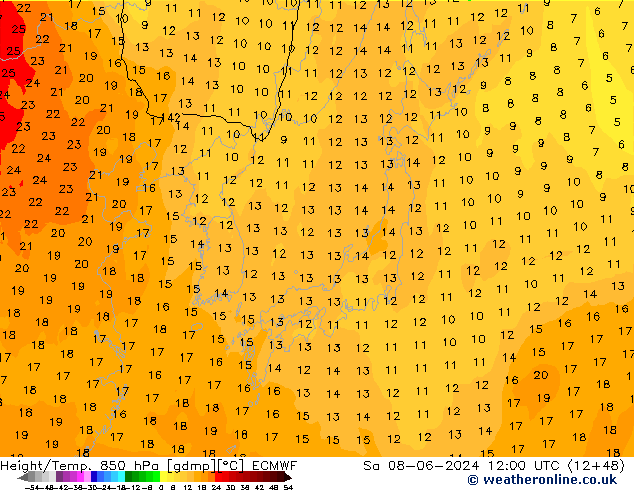 Z500/Regen(+SLP)/Z850 ECMWF za 08.06.2024 12 UTC