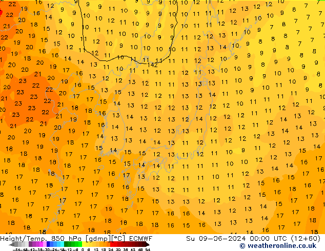 Z500/Rain (+SLP)/Z850 ECMWF So 09.06.2024 00 UTC