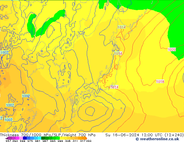 Thck 700-1000 hPa ECMWF dim 16.06.2024 12 UTC