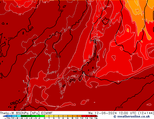 Theta-W 850hPa ECMWF Çar 12.06.2024 12 UTC