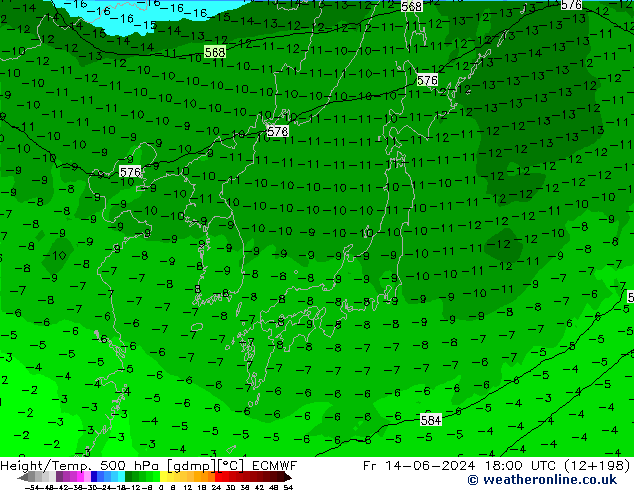 Z500/Rain (+SLP)/Z850 ECMWF ven 14.06.2024 18 UTC