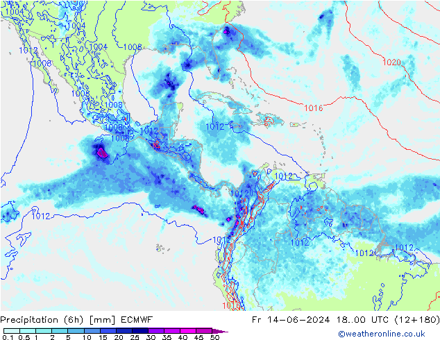 Z500/Rain (+SLP)/Z850 ECMWF пт 14.06.2024 00 UTC